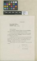 Letter that Cuatrecasas sent to O. Gunnar Erdtman of The Palynological Laboratory (Stockholm), requesting collaboration on the chapter of palinology of his study of the genus Theobroma.