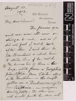 Sent by Alfred Russel Wallace to Annie Wallace (née Mitten) on 13 August 1912.
