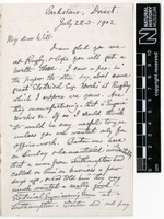 Sent by Alfred Russel Wallace to William Greenell Wallace on 22 July 1902.