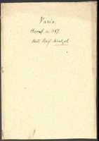 Accession number 387: Varia. Access. n. 387 Horti Paris.: Wentzel