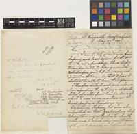 Letter and business card from Arthur Stanhope Aldrich to George Nicholson; from St Margarets, Twickenham, [England]; 17 May 1886; four page item comprising three images; folio 6