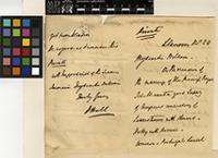 Letter from B.[Sir Benjamin] Hall to Sir William Jackson Hooker; from London, [England]; 'Tuesday' c.1858; three page letter comprising of two images; folio 226