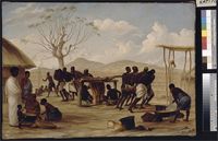 'Manufacture of Sugar at Katipo'; oil on canvas.