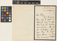 Letter from I.[Isaac] Henry Burkill to Sir David Prain; from Indian Museum, 1 Sudder Street, Calcutta [Kolkata, India]; 6 Apr 1911; three page letter comprising two images; folio 205