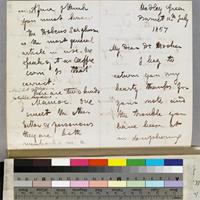 Letter from David Livingstone to Sir Joseph Dalton Hooker; from Hadley Green, Barnett, [England]; 11 July 1857; eight page letter comprising four images; folios 126 - 127a
