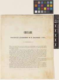 Letter and Printed Document from A.[Alexander] Mortizi to Sir William Jackson Hooker; from Soleure en Suisse [Solothurn, Switzerland]; 13 Nov 1843; four page item comprising four images; folio 555