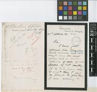 Letter from M.E. Watson to The Royal Botanic Gardens, Kew; from Rosehill, Abbots Langley, Herts [Hertfordshire]; 25 Sep 1890; three page letter comprising two images; folio 82