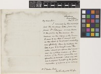 Letter from Edward Sabine to Dr T.[Thomas] Archer Hirst; from Llandovery, Carmarthen, [Wales]; 18 Aug 1868; three page letter comprising two images; folio 289