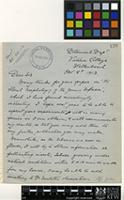 Letter from Sydney Gaiside to Arthur W. Hill; from the Botanical Department, Victoria College, Stellenbosch; 8 Oct 1913; two page letter comprising two images; folio 128