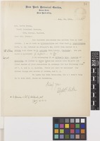 Letter from Mrs Elizabeth G.[Gertrude] Britton to Sir David Prain; from New York Botanical Garden, Bronx park, New York City, [United States of America]; 19 Aug 1910; two page item comprising two images; folios 34 - 35