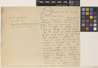 Letter from A.D.E.[Adolph Daniel Edward] Elmer to Sir David Prain; from Manila, [Philippines]; 12 Nov 1906; four page letter comprising two images; folio 189