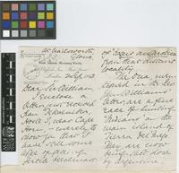 Letter from R.[Robert] Morton Middleton to Sir William Thiselton-Dyer; from South American Missionary Society, Nailsworth, Gloucestershire; 2 Sep 1903; four page letter comprising two images; folio 268