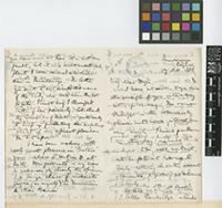 Letter from Henry Trimen to Sir William Thiselton-Dyer; from Peradeniya, Ceylon [Sri Lanka]; 7 Oct 1888; eight page letter comprising four images; folios 424 - 425