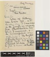 Letter from Norman Bennet to Sir David Prain; from Lucknow, [India]; 24 Aug 1920; two page letter comprising two images; folio 615