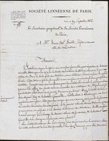 Arsene Thiébaut de Berneaud, Société linnéenne de Paris, France, to Sir James Edward Smith, Soho Square, London