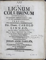 Lignum colubrinum leviter delineatum, ex consensu Ampliss. Facult. Med. in Reg. Academia Upsaliensi, praeside viro celeberrimo et experientissimo Dn. Doct. Carolo Linnaeo ... publico examini submittit ... Johan. Andr. Darelius ... In Audit. Carol. Maj. Ad Diem XI. Mart. Anni MDCCXLIX.